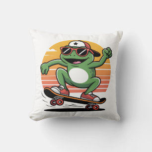 Frog on skateboard cushion
