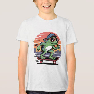 Frog on skateboard Tri-Blend shirt