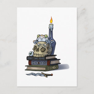 Frog on Skull With Candle Postcard