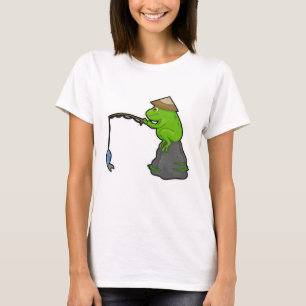 Frog on Stone at Fishing with Fishing rod & Fish T-Shirt