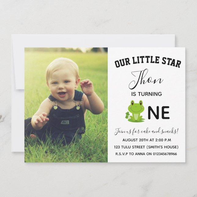 Frog One year birthday Invitation (Front)