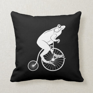 Frog or Toad on Vintage Bike Silhouette Cushion