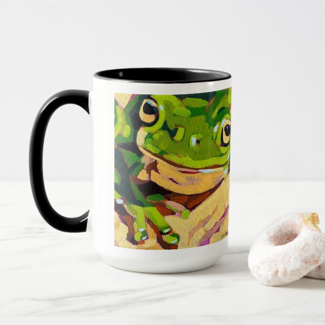 Frog Painting - Gift for Animal Lovers Mug (With Donut)