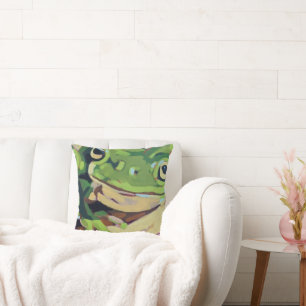 Frog Painting- Gift for Frog Lovers Cushion