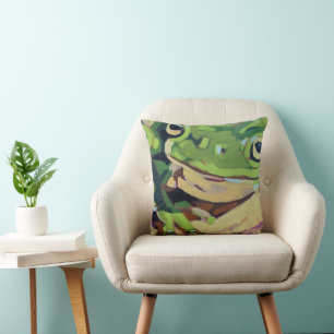 Frog Painting- Gift for Frog Lovers Cushion