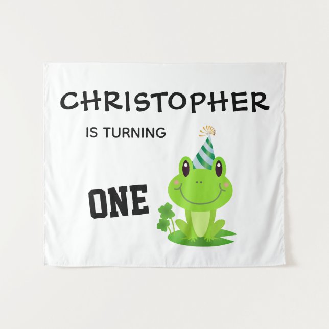 Frog Party First Birthday Swamp Green Froggy Tapestry (Front (Horizontal))