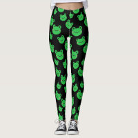 Frog pattern black leggings