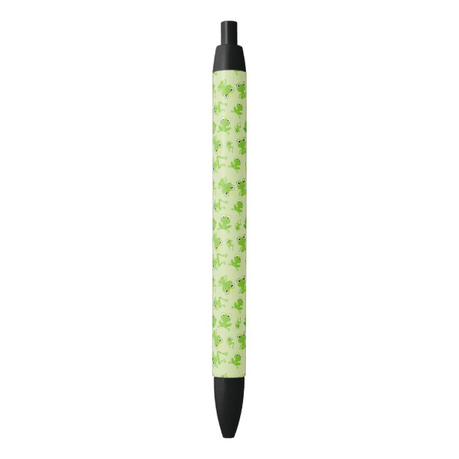 Frog Pattern, Cute Frogs, Green Frogs, Frog Prince Black Ink Pen (Front Vertical)