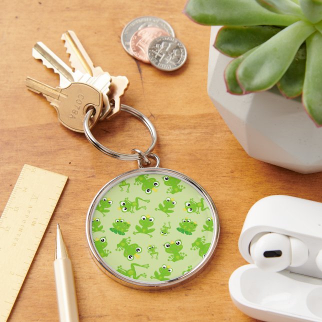 Frog Pattern, Cute Frogs, Green Frogs, Frog Prince Key Ring (Desk)