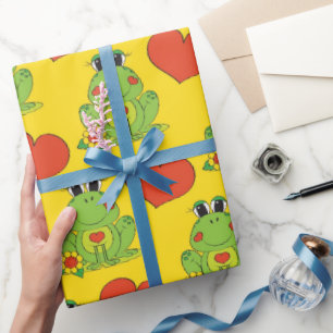 Frog Pattern glossy wrapping paper