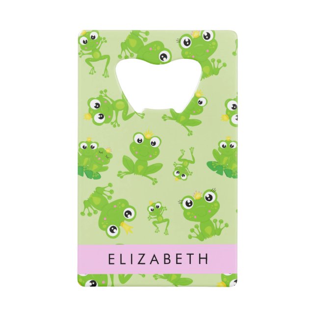 Frog Pattern, Green Frogs, Frog Prince, Your Name (Front)