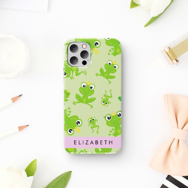 Frog Pattern, Green Frogs, Frog Prince, Your Name iPhone 16 Case (Creator Uploaded)