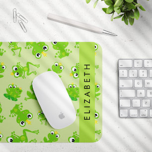 Frog Pattern, Green Frogs, Frog Prince, Your Name Mouse Mat