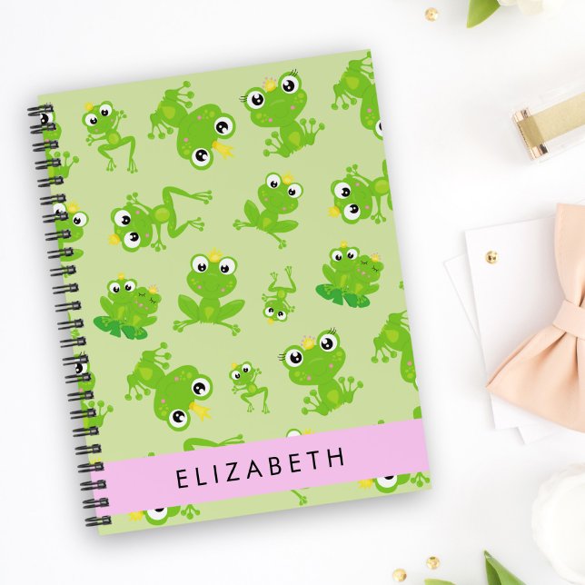 Frog Pattern, Green Frogs, Frog Prince, Your Name Notebook (Creator Uploaded)