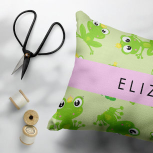 Frog Pattern, Green Frogs, Frog Prince, Your Name Pillowcase