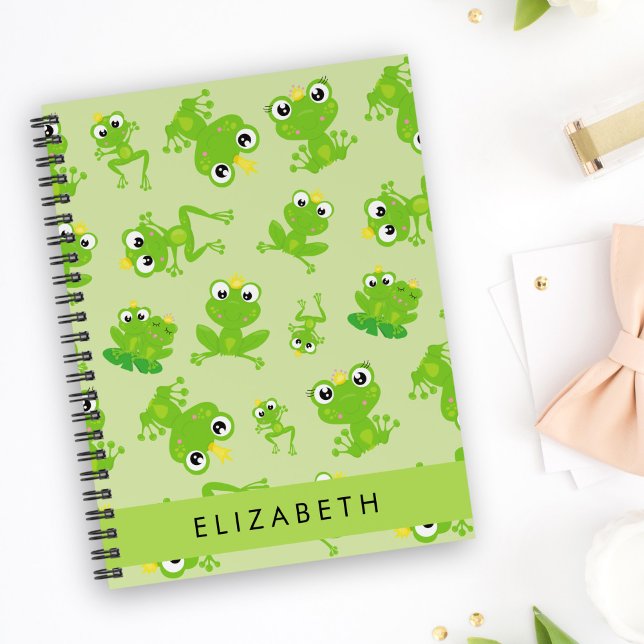 Frog Pattern, Green Frogs, Frog Prince, Your Name Planner (Creator Uploaded)