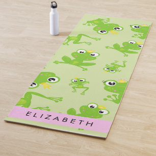 Frog Pattern, Green Frogs, Frog Prince, Your Name Yoga Mat
