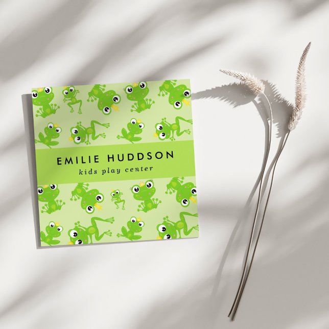 Frog Pattern, Kids Play Centre, Activity Centre Square Business Card (Creator Uploaded)