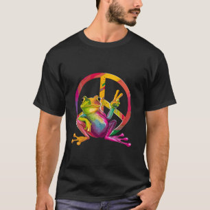 Frog Peace Frog Sign Tie Dye Hippie Long Sleeve T T-Shirt