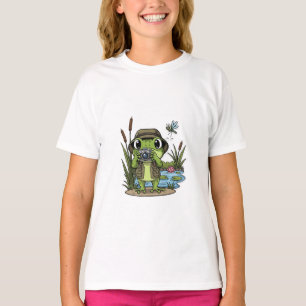 Frog Photographer at Pond with Camera Kids T-Shirt