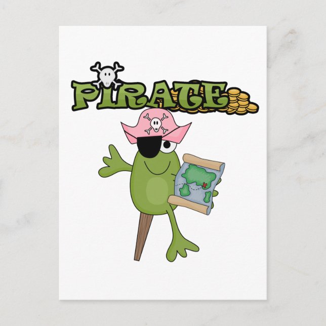 Frog Pirate Girl Tshirts and Gifts Postcard (Front)