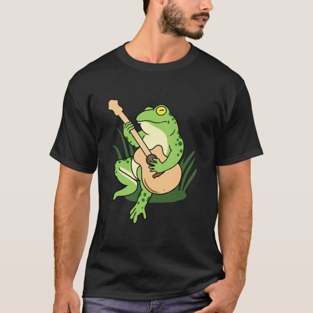 Frog Playing Acoustic Guitar For Guitar Player  T-Shirt (Front)