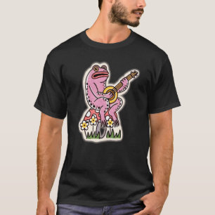 Frog Playing Banjo Sitting On Mushroom Cottage A T-Shirt
