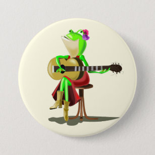 Frog Playing Guitar 7.5 Cm Round Badge