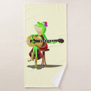 Frog Playing Guitar Bath Towel Set