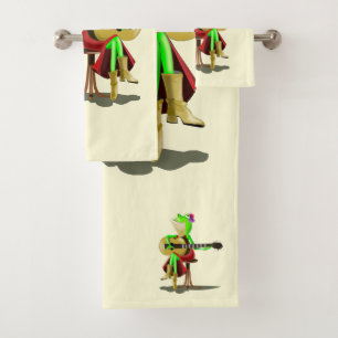 Frog Playing Guitar Funny Bath Towels