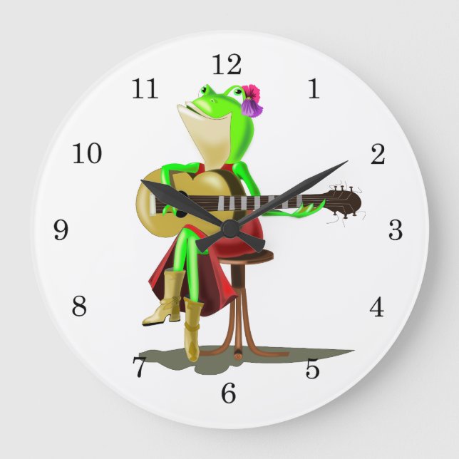 Frog Playing Guitar Funny Clock (Front)