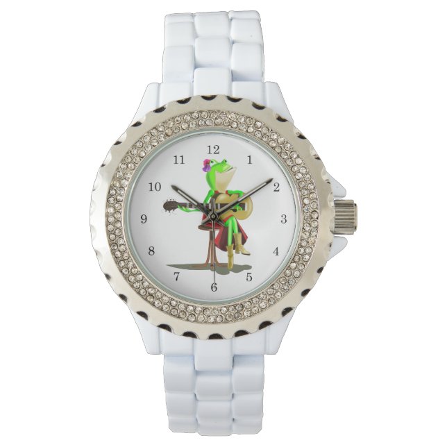 Frog Playing Guitar Funny Watch (Front)