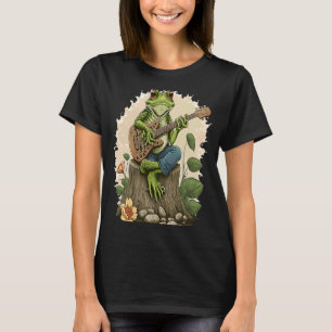 Frog Playing Guitar Playing Banjo On Log Cottageco T-Shirt