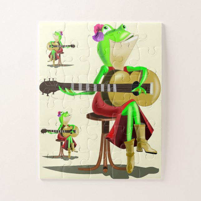Frog Playing Guitar Puzzle Gift - Fun (Vertical)