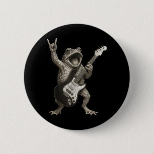 Frog Playing Guitar Rock And Roll Funny 6 Cm Round Badge