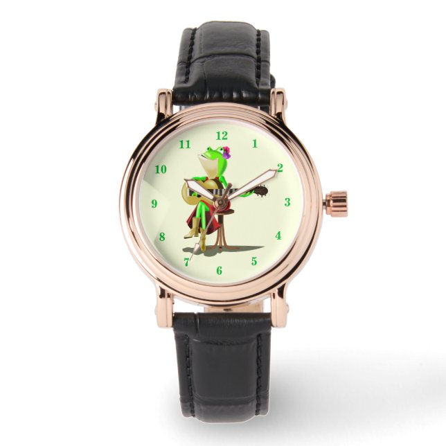 Frog Playing Guitar Romantic Funny Watch (Front)