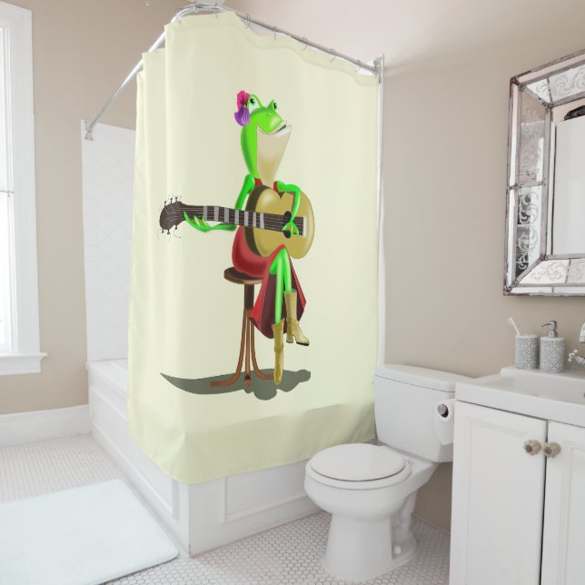 Frog Playing Guitar Shower Curtain (In Situ)