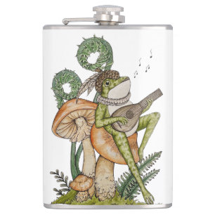 Frog Playing Guitar, Vintage Frog Hip Flask