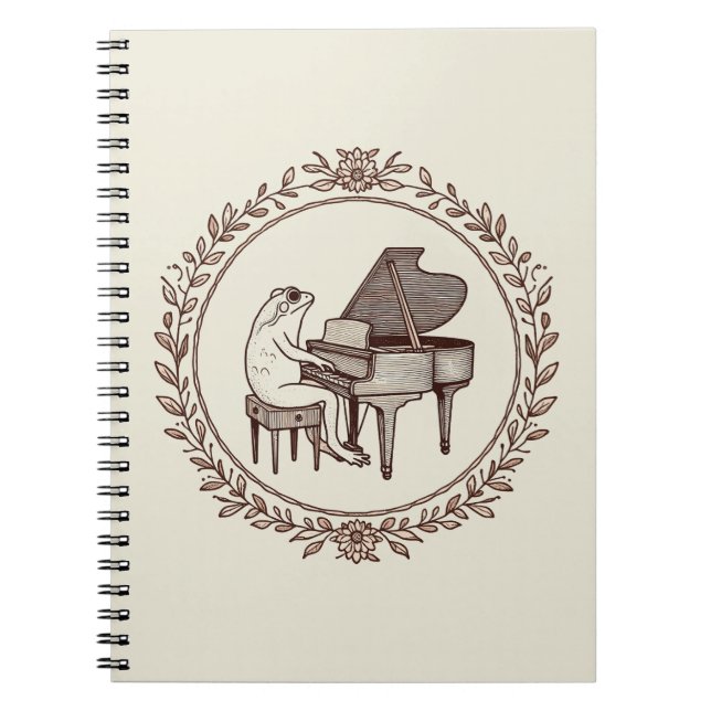 Frog Playing Piano Notebook (Front)