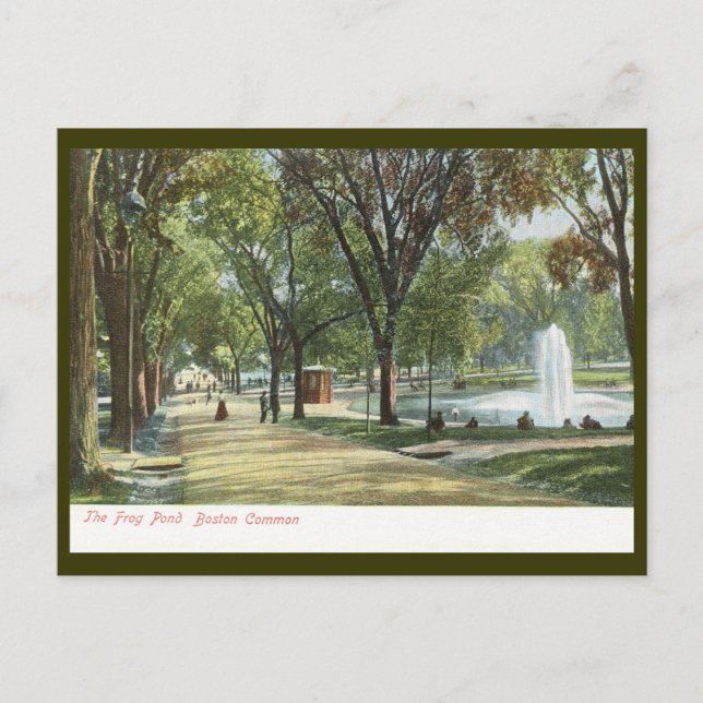 Frog Pond, Boston Common c1910 Vintage Postcard (Front)