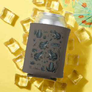 Frog Pond Life Vintage Botanical Gift Frog Outdoor Can Cooler