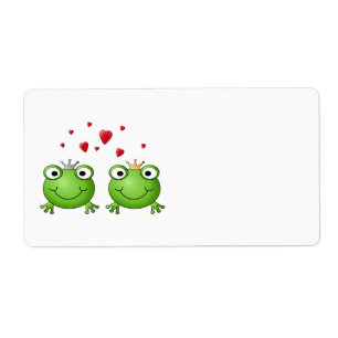 Frog Prince and Frog Princess, with hearts.