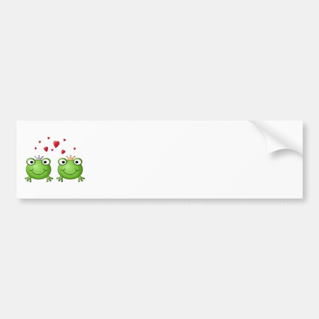 Frog Prince and Frog Princess, with hearts. Bumper Sticker (Front)