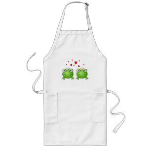 Frog Prince and Frog Princess, with hearts. Long Apron