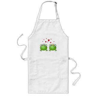 Frog Prince and Frog Princess, with hearts. Long Apron