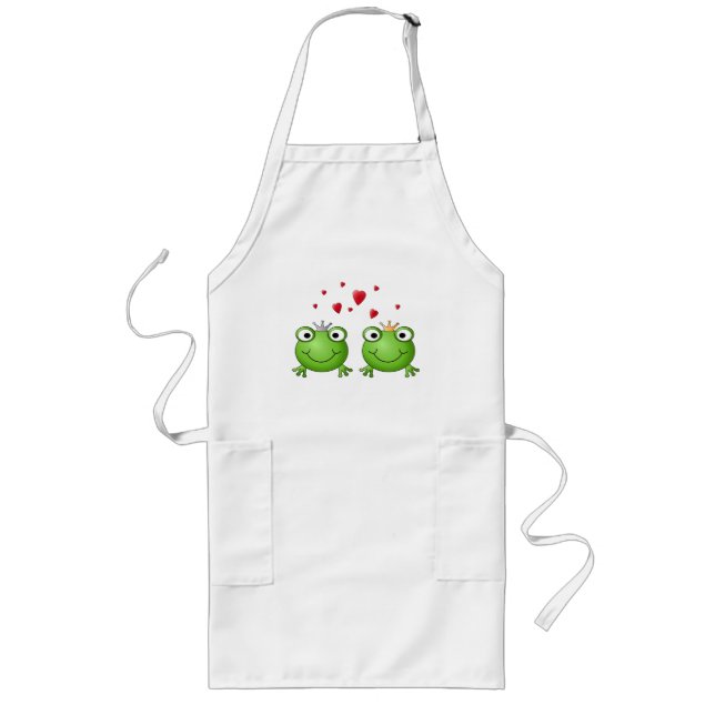 Frog Prince and Frog Princess, with hearts. Long Apron (Front)