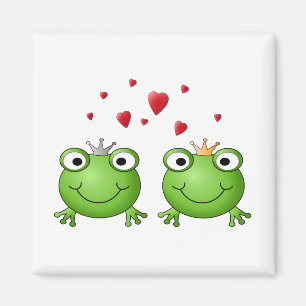 Frog Prince and Frog Princess, with hearts. Magnet