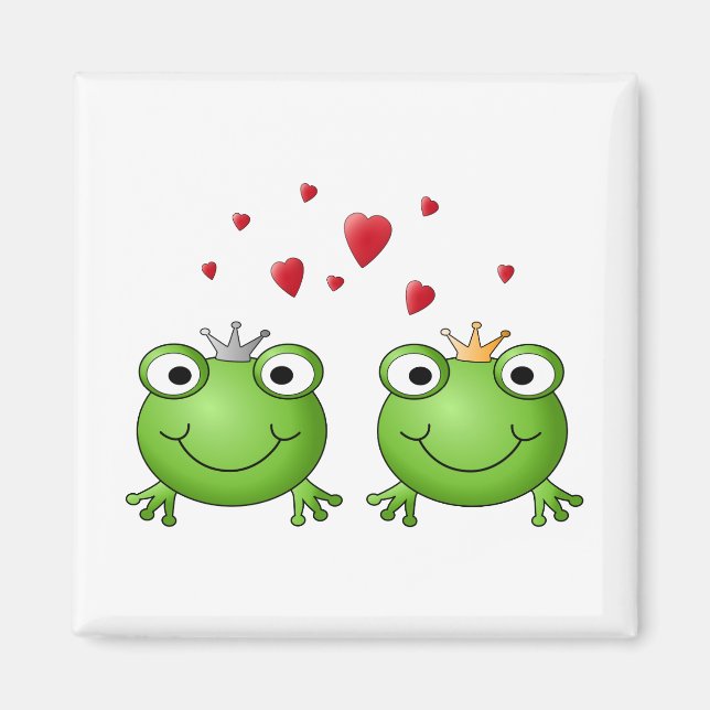 Frog Prince and Frog Princess, with hearts. Magnet (Front)