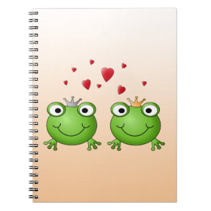 Frog Prince and Frog Princess, with hearts. Notebook