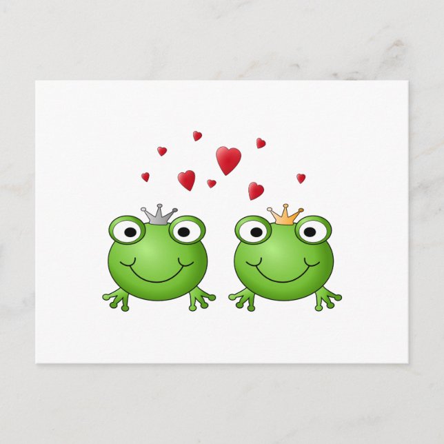 Frog Prince and Frog Princess, with hearts. Postcard (Front)